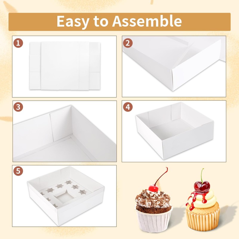 24 Packs Bento Cake and Cupcake Box Fit 12 muffin Cupcakes and 1 Mini with Clear gallery