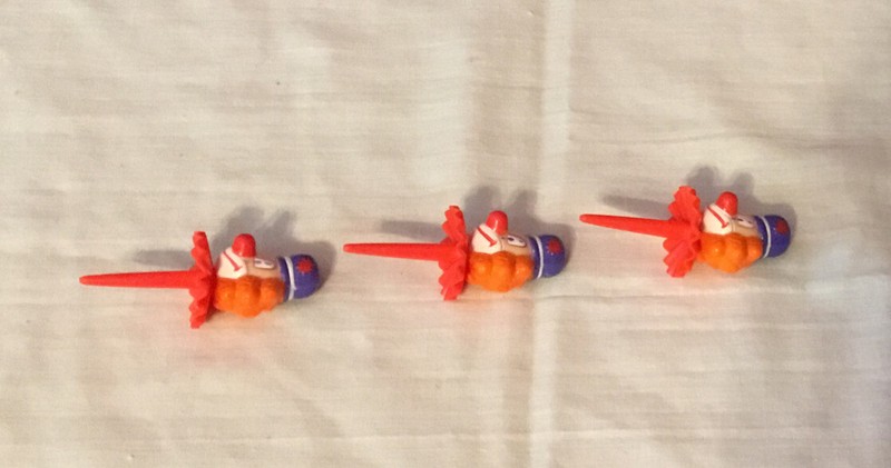 Vintage Lot of 3 Plastic Clown Cupcake Picks Bright Colors gallery