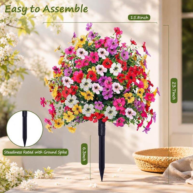 Thkful Topiary Flower Ball Trees Artificial Outdoor Set Of 2 D15.8 Uv Resistant gallery