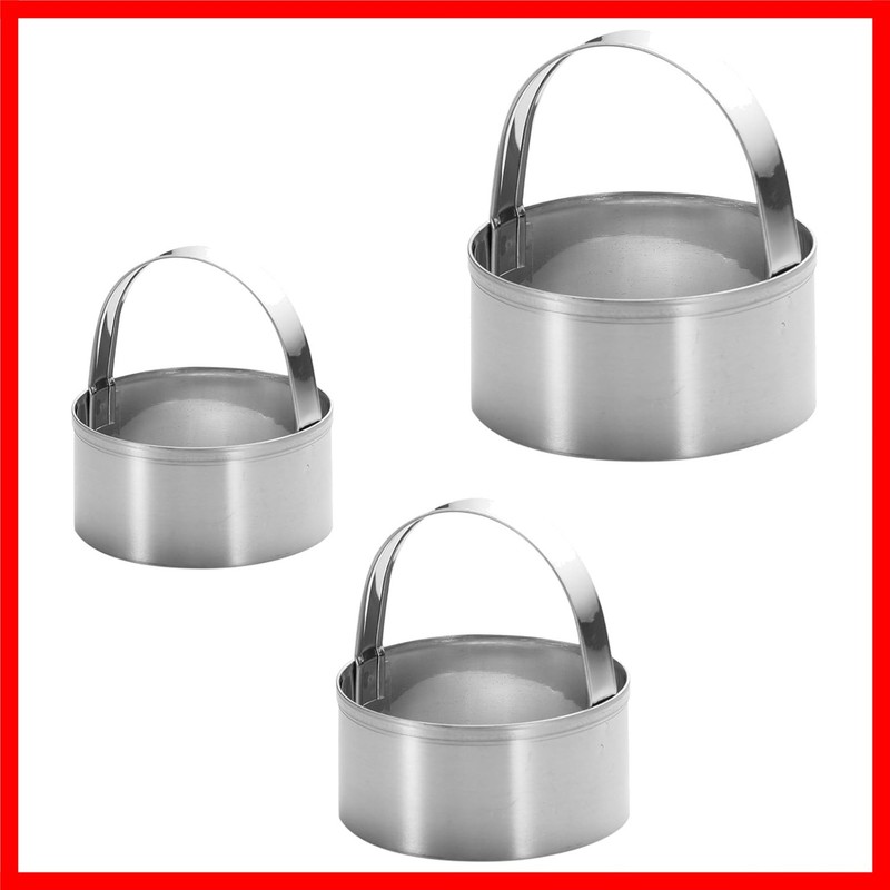 3 Pieces Round Biscuit Cutter with Handle – Stainless Steel Round Circle Doughnu