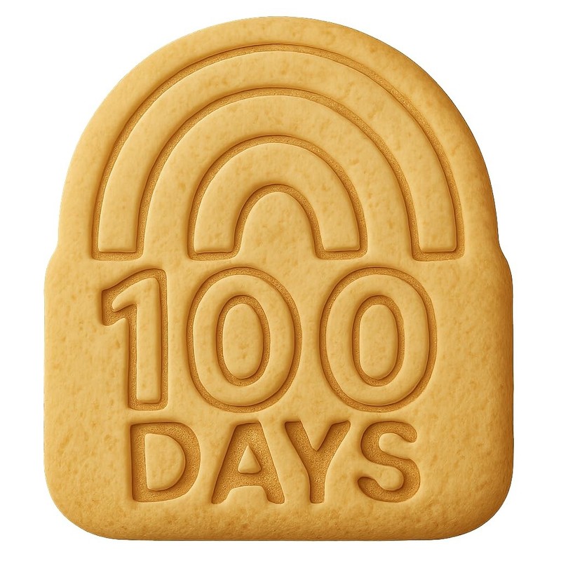 100-Day Milestone Rainbow Cookie Cutter & Stamp, Fondant & Clay – 4×3.8