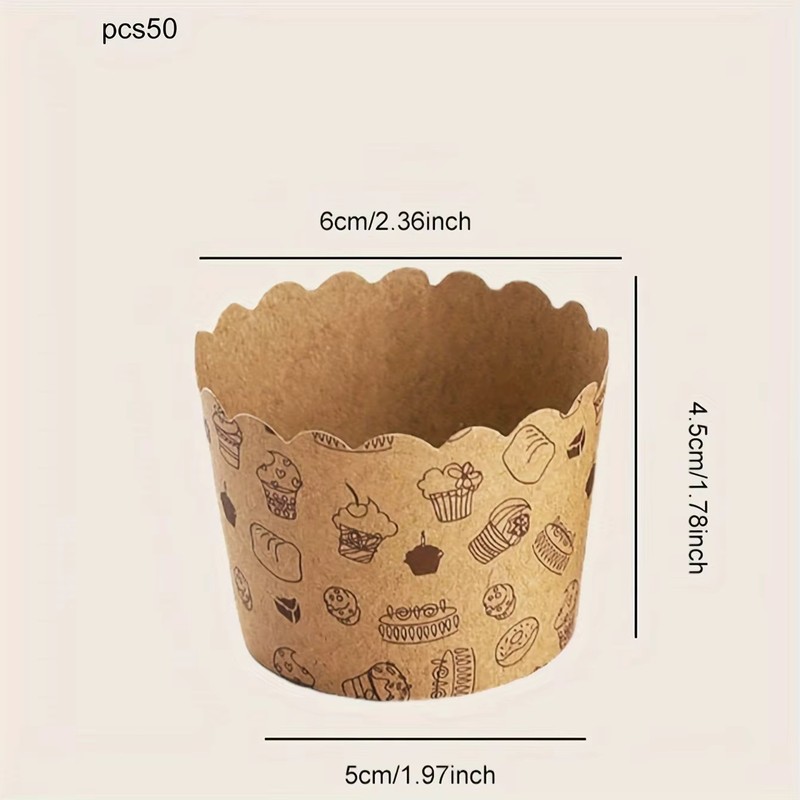 50pcs, Cake Baking Cup, Cupcake Moulds Paper, Mousse Cupwith Cover Baking gallery