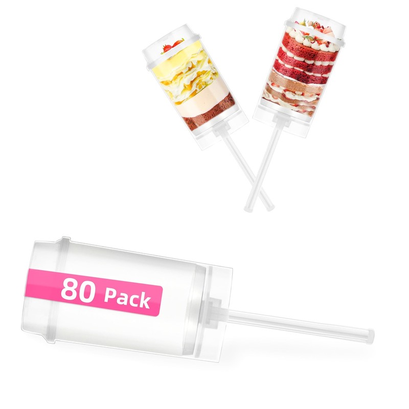 ihomecooker Clear Push-Up Cake Pop Shooter (Push Pops) Plastic Containers wit…
