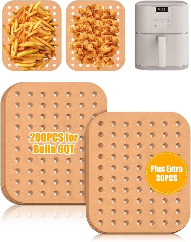 230PCS Air Fryer Paper Liners Perforated for Bella 6Qt Slim Air Fryer(5lb
