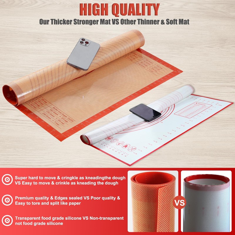 Silicone Pastry Mat 36x24 Inch Extra Large Baking with 36"L x 24"W, Red gallery