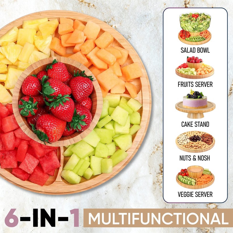 6-in-1 Cake Stand with Dome – Multifunctional Serving Platter, Punch Bowl, Sa... gallery