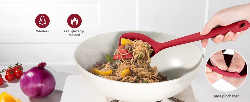 600ºF Heat Resistant Wok Spatula: 13.76" Long, 3.63" Wide Silicone gallery