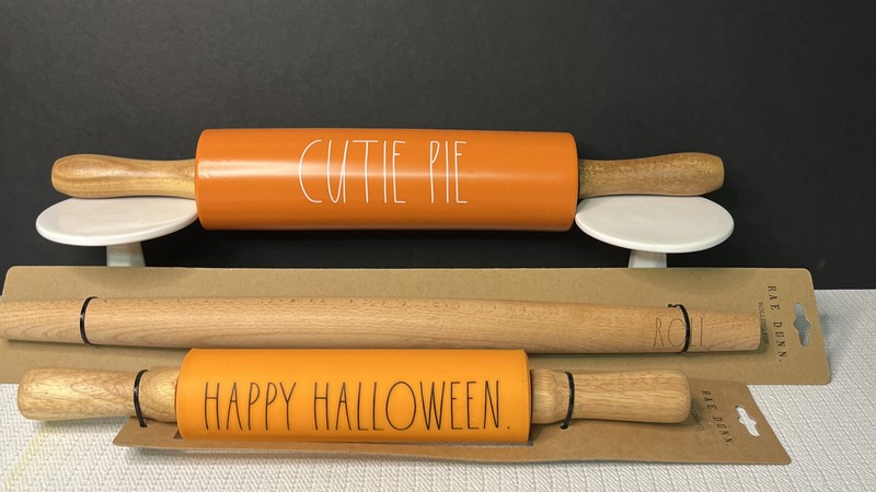 Rae Dunn Rolling Pin Lot Of 3 Cutie Pie Happy Halloween & Roll
