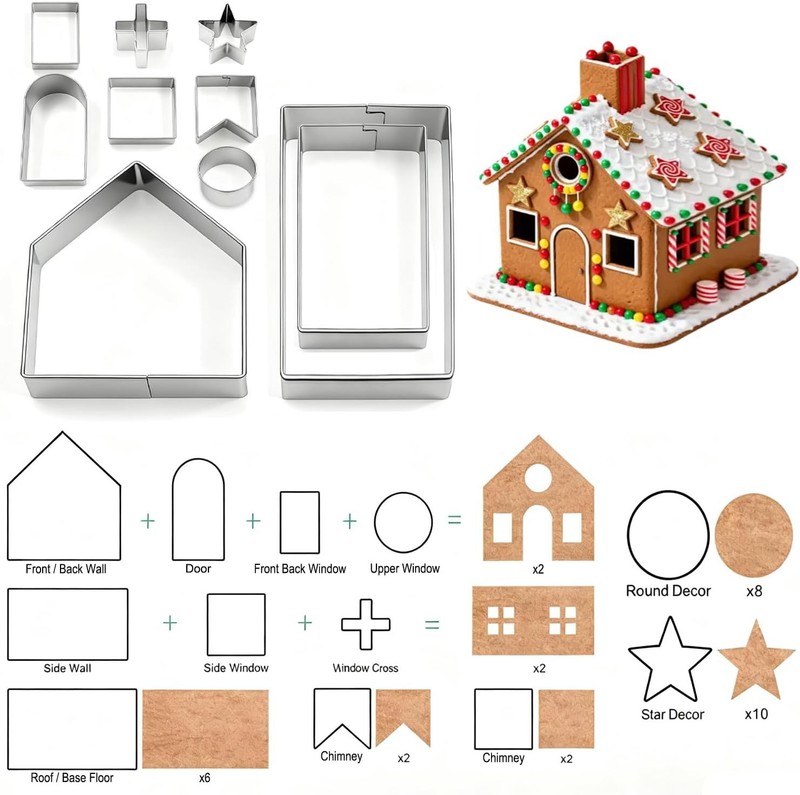 3D Gingerbread House Cookie Cutters Set 10 gallery