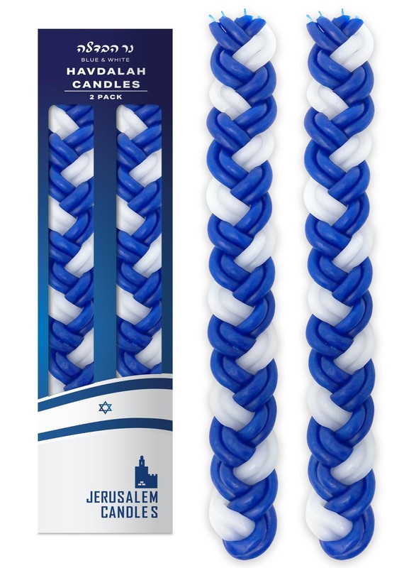 Jerusalem Candles Havdalah Candle – 11 inches x 1.25 inches, Blue & White