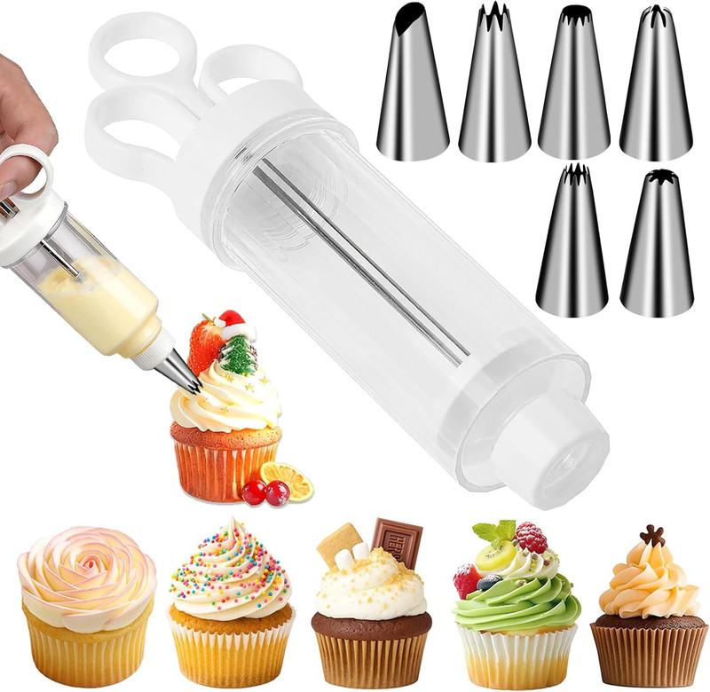 Cake Decorating Gun, Cupcake Icing Piping Kit, Cake Decorating Kit with 6 Stainl gallery