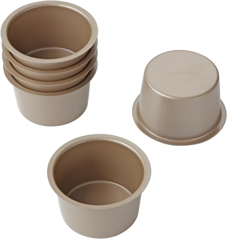 FOR BAKE Non-Stick Muffin Bakeware – 6-Cup Golden Stackable Pans for Versatile &