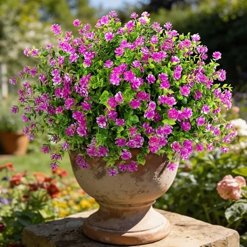 24 Bundles Artificial Flowers for Outdoors Decoration - UV Fuchsia - UV Fuchsia gallery
