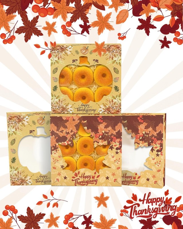 12 Pack Thanksgiving Pie Boxes With Window 10x10x2.5 Inch Cookie Donut Bakery gallery