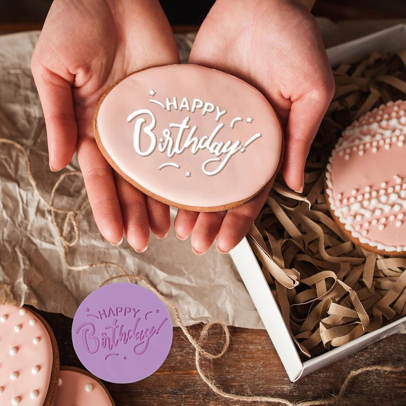 4PCS - Happy Birthday Fondant Stamp, 3D Design Letters Embosser Cookie Stamp gallery