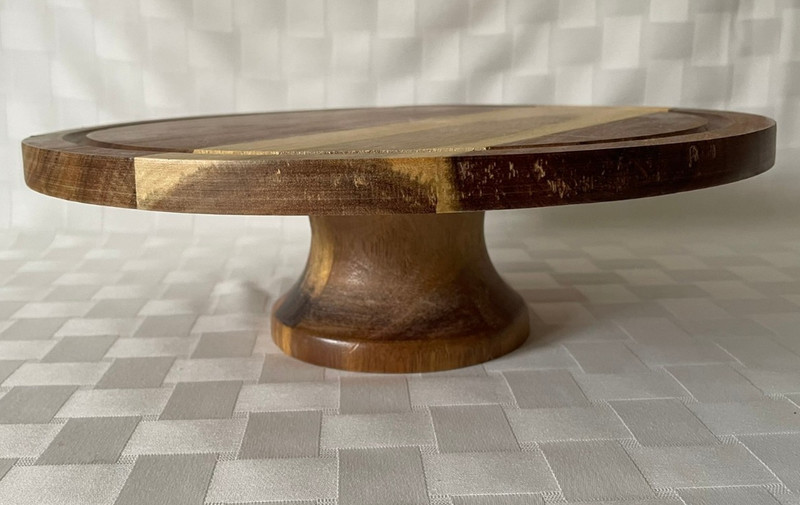 Libbey Acaciawood 11.25" Wood Cake Stand Pedestal Base ~ Farmhouse ~ No Dome gallery
