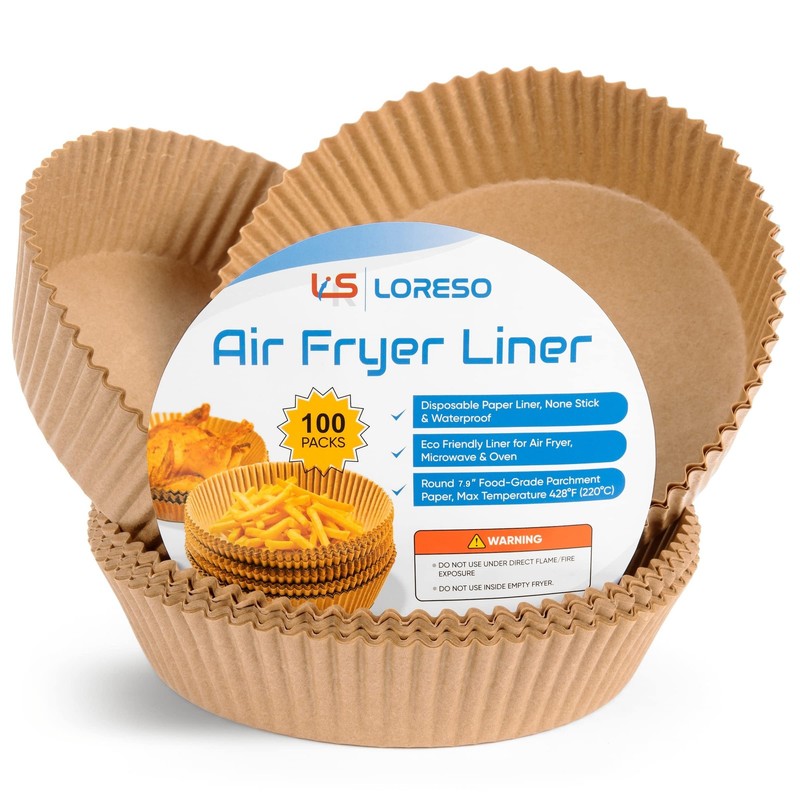 Air Fryer Liners – Disposable Parchment Paper, 100 Count – 7-8 Inch, Non-Stic…