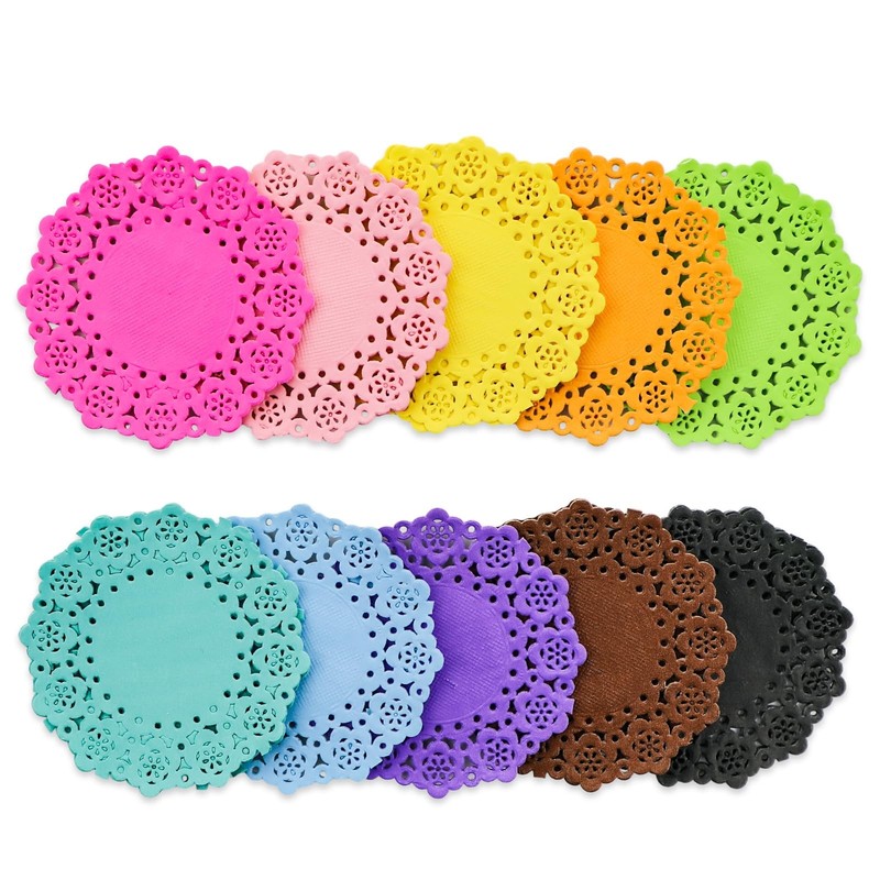 200 Pcs 3 Inch Round Lace Colored Paper Doilies, Assorted 3 inch, Multicolor