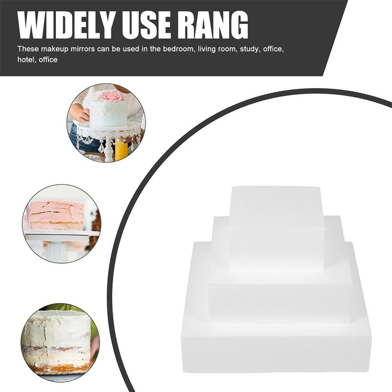 3 Pcs Cake Model Foam Blocks Square Cake Dummy Baking Tool Wedding gallery