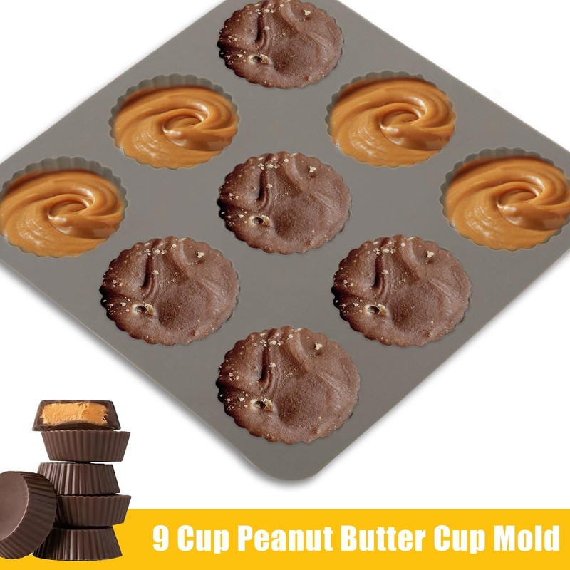 4PCS 9 Cup Peanut Butter Cup Mold, Homemade Non-stick Silicone Chocolate Jell... gallery