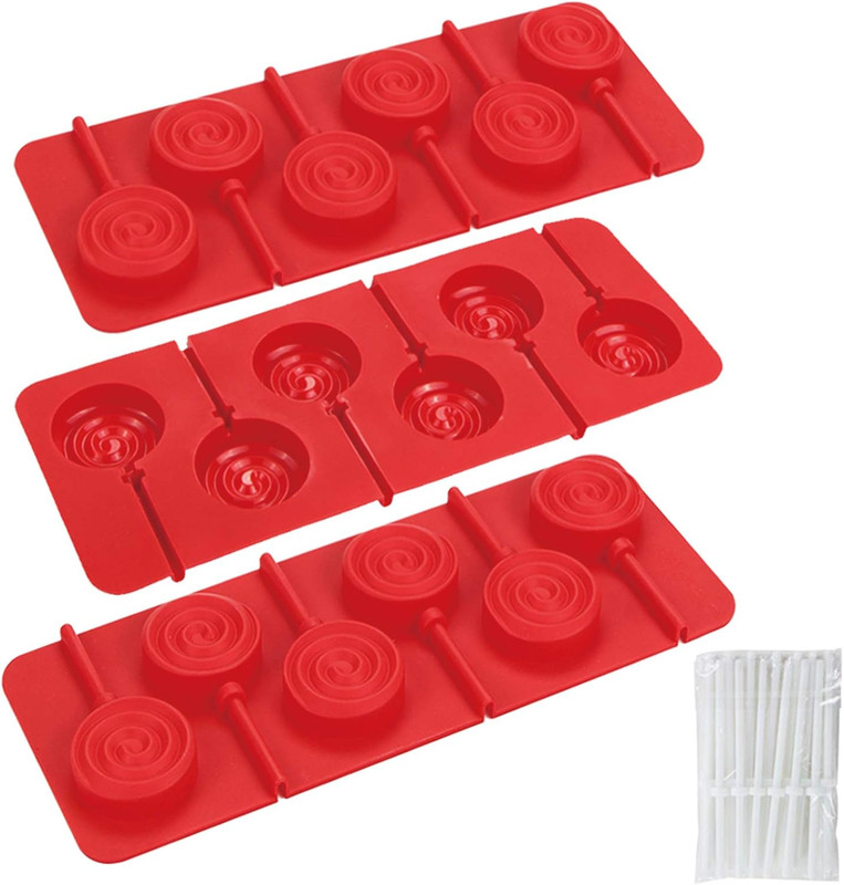 Lollipop Mold with Sticks 3 Pack Sucker Molds Chocolate Hard Candy Molds Silicon