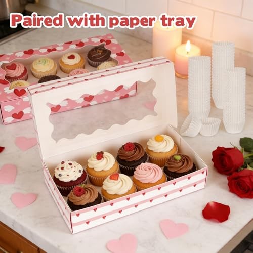 CIEOVO 24 Pcs Valentine's Day Treat Boxes with Window Cookies Boxes B-Valentine gallery