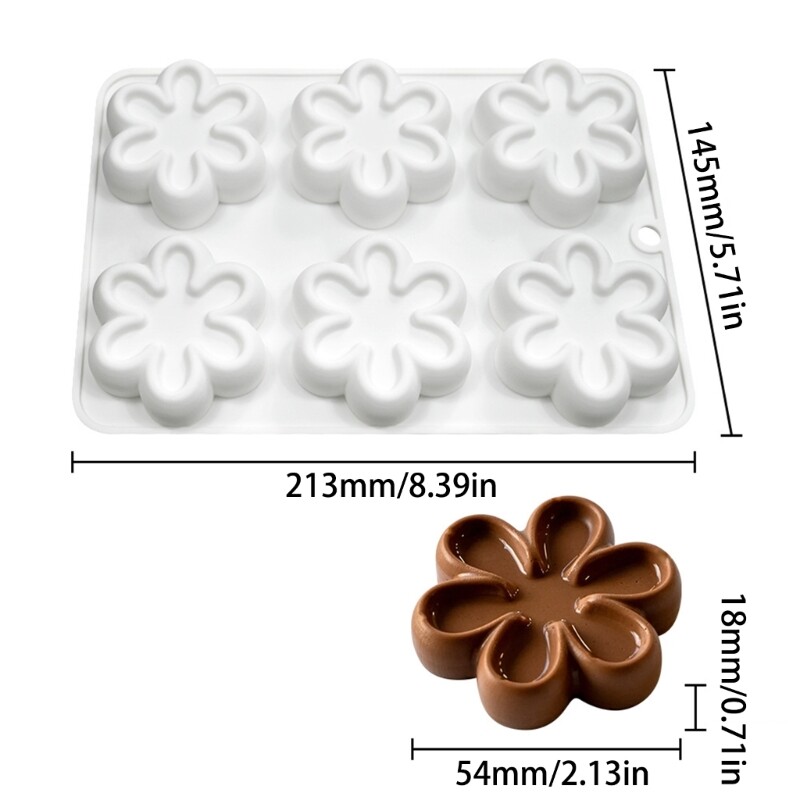 6-cavity Six Petals Flower Silicone Mold for DIY Mousse Cake Jelly Puddings gallery