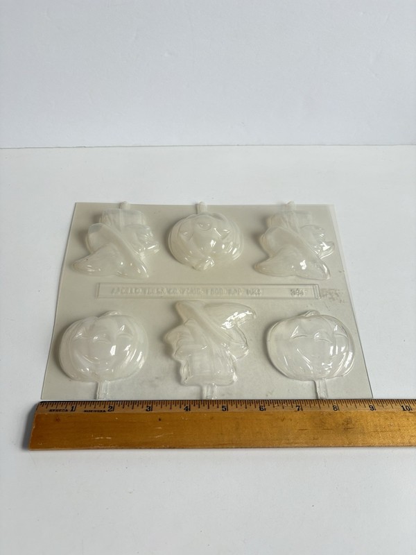 Vtg HALLOWEEN Candy Mold Apollo Tulsa 349 Witch & Jack O'Lantern Lollipops gallery