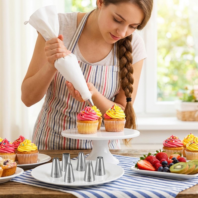 4 Pcs 24 Inch Reusable Piping Bags Tips Set 11 Pcs Cotton Pastry Kit Cake gallery