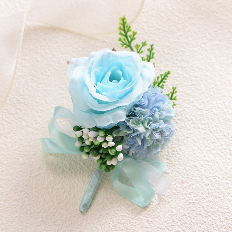 2-Pack Boutonnieres for Men, Artificial Rose Men Boutonnieres [Blue] gallery