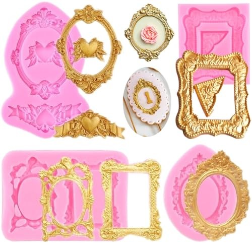 Photo Frame Fondant Molds Picture Frames Silicone Mold Vintage Frame Molds 4pcs gallery