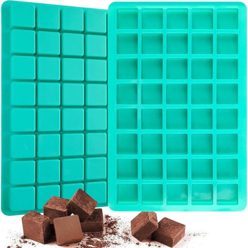 Square Chocolate Mold Silicone Cube Mold for ,Candy, Ice Cubes, Ganache, Gummy