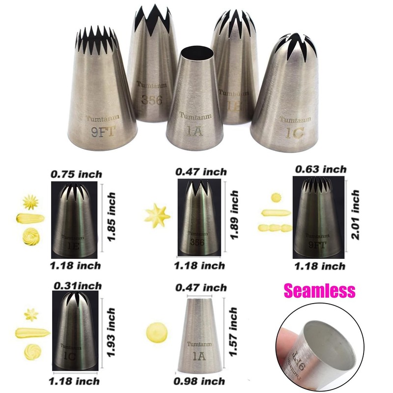 Piping tips large Cake Decorating tools, 5 pack Cake piping Nozzles Tips Kit ... gallery