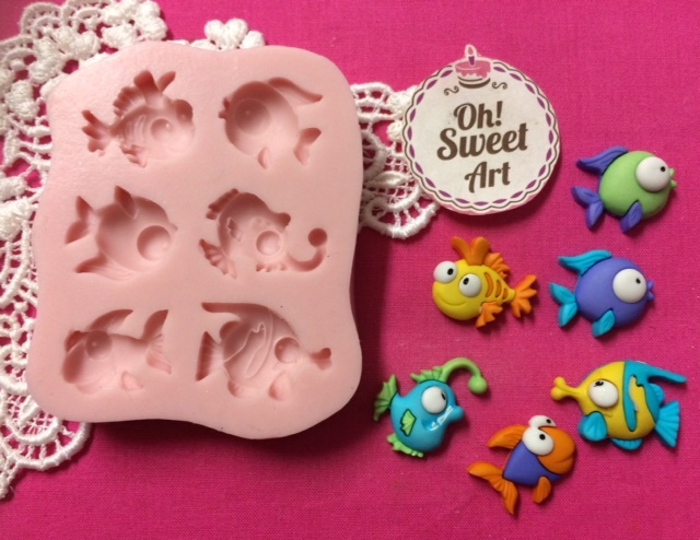 Tiny fish silicone mold fondant cake decorating decorating cupcake food soap FDA