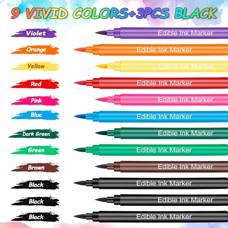 Edible Markers for Cookie Decorating,12Pcs Food Coloring Pens, Double Side Fo... gallery