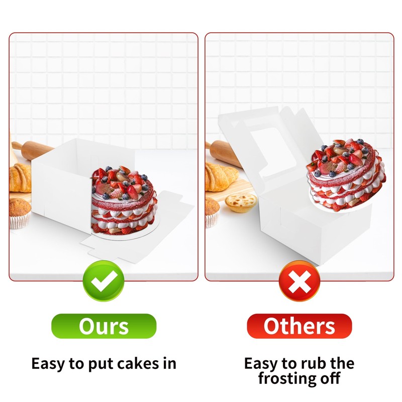 Large Baking Boxes,Set of 10 12x12x8 Inch with Window and 10 Cake Boards,Stik... gallery