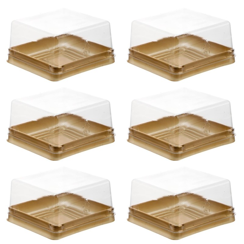 DOITOOL Square Plastic Moon Cake Box with 2.95 x x 1.57 inches, Golden