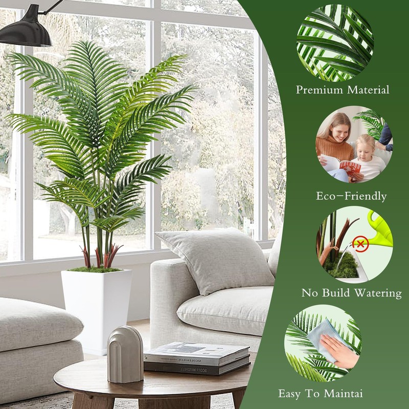 6FT Artificial Palm Tree Indoor Faux Tall with Lifelike Leaves Home Office Decor gallery