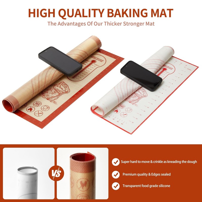 Silicone Baking Pastry Dough Mat - 28x20Inch Extra Large 28"L x 20"W, Red gallery