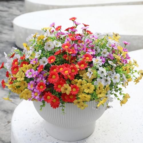 Artificial Outdoor Flowers 12 Bundles Spring Summer Silk Fake Multi Colour 1# gallery
