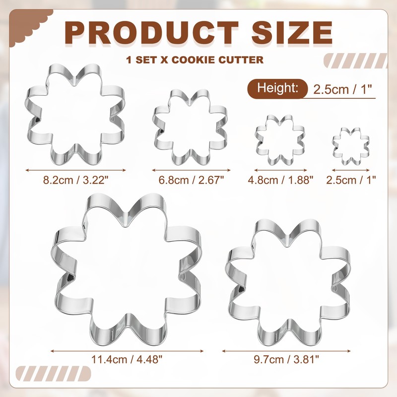 1 Set Flower Cookie Cutter, Octangle Fondant Baking Tool Silver gallery