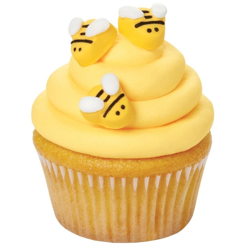 Edible Icing Decorations Bumble Bee Yellow Black White 18 Count gallery