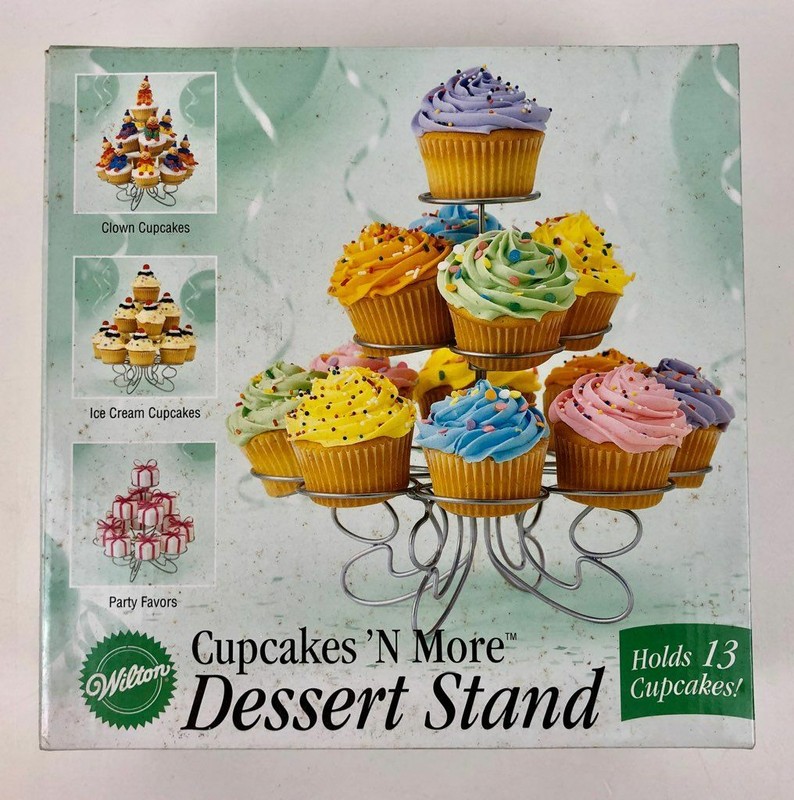 Wilton Dessert Stand Cupcakes Party Favors Truffles Votives Metal Silver Box gallery