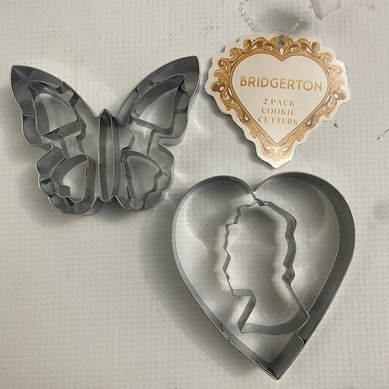 Bridgerton Cookie Cutters Butterfly Heart Cameo 3×3.5″ Stainless Steel 2 Pack
