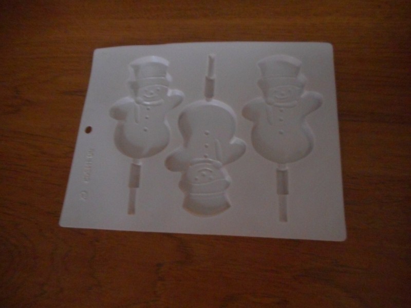 ASSORTED PLASTIC CANDY MOLDS Set Of 3 - LOLLIPOP SNOWMAN/STARISH/ANGELS gallery