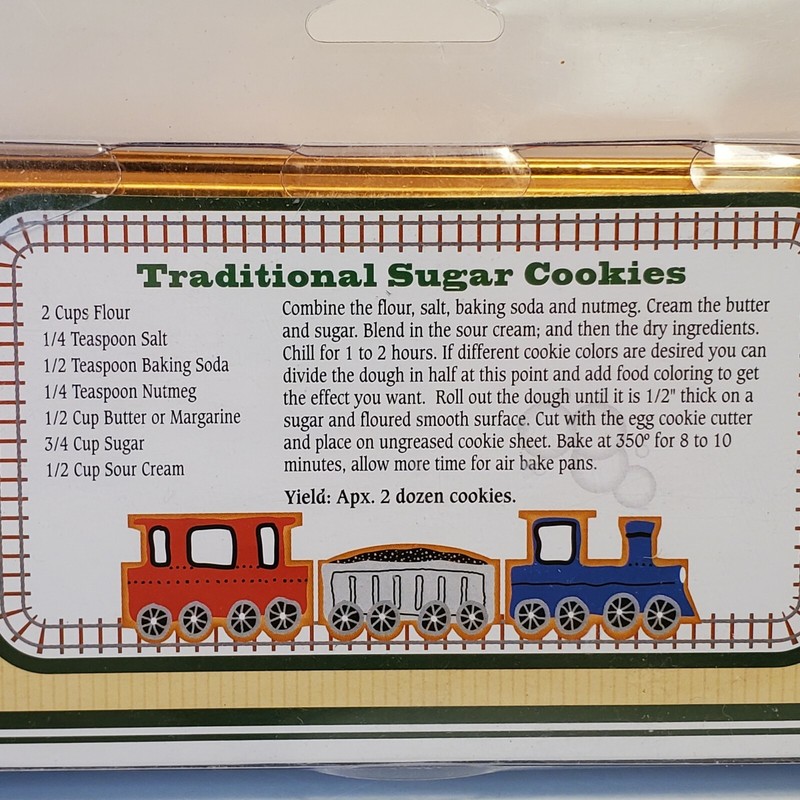 Chew Chew Train Cookie Cutter Set Cooper Plated Locomotive Coal Car Caboose VTG gallery