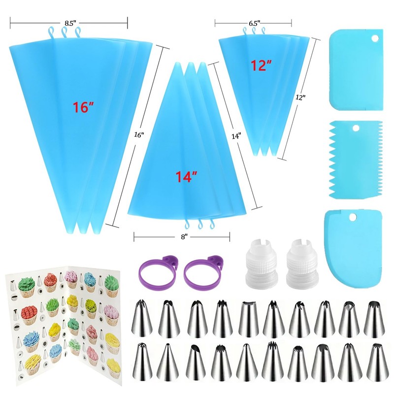 Reusable Piping Bags and Tips Set - Silicone Pastry Bags 3X (12’’+14’’+16’’) ... gallery