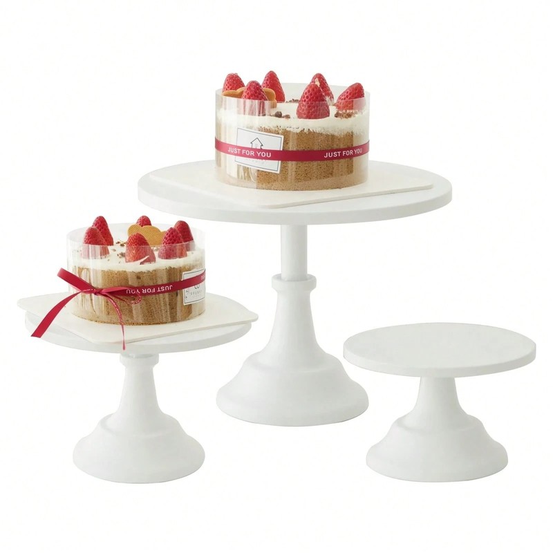 3pc White Iron Cake Stands Dessert Display Trays for Wedding Birthday Party gallery