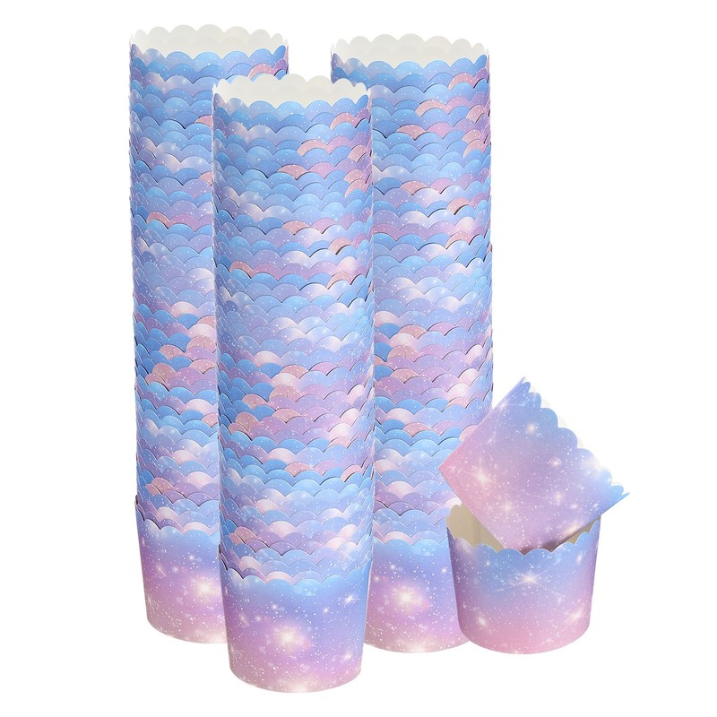 150Pcs Paper Baking Cups 6oz Cupcake Muffins Liner Wrappers Gradient Pink Purple