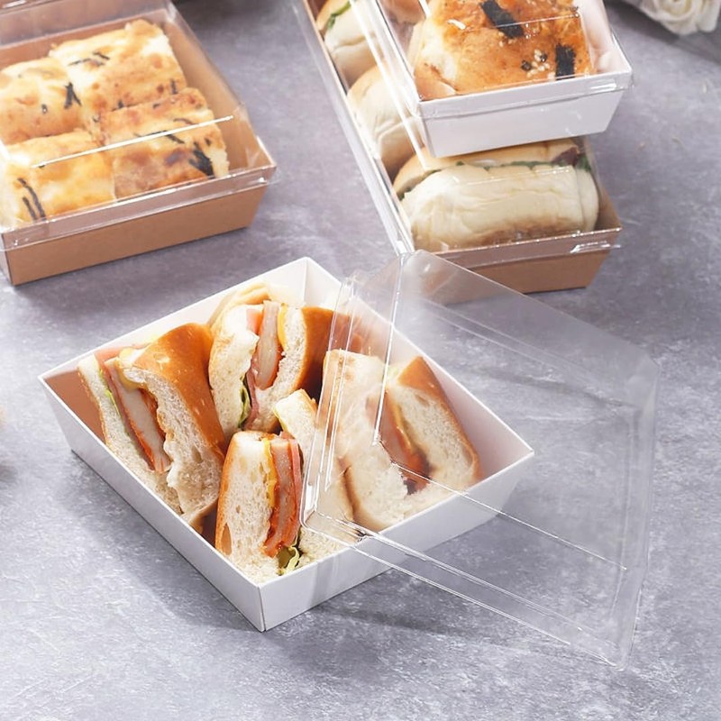 50 Pack Small Paper Charcuterie Boxes with Clear Lids, 4×4 Inch Mini Cake Sli... gallery